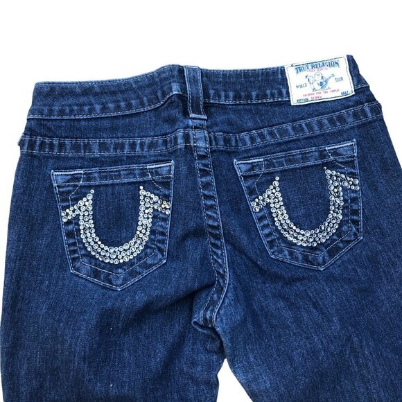 Vintage True Religion Jeans Size 28 SKINNY GEM STONE Blue - Picture 2 of 6